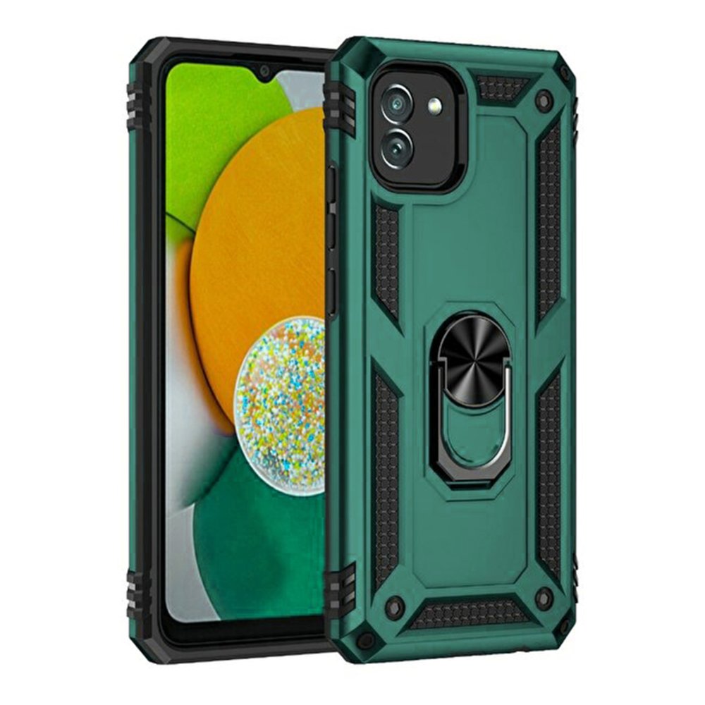  Samsung Galaxy A03 Kılıf Sofya Yüzüklü Silikon Kapak - Yeşil