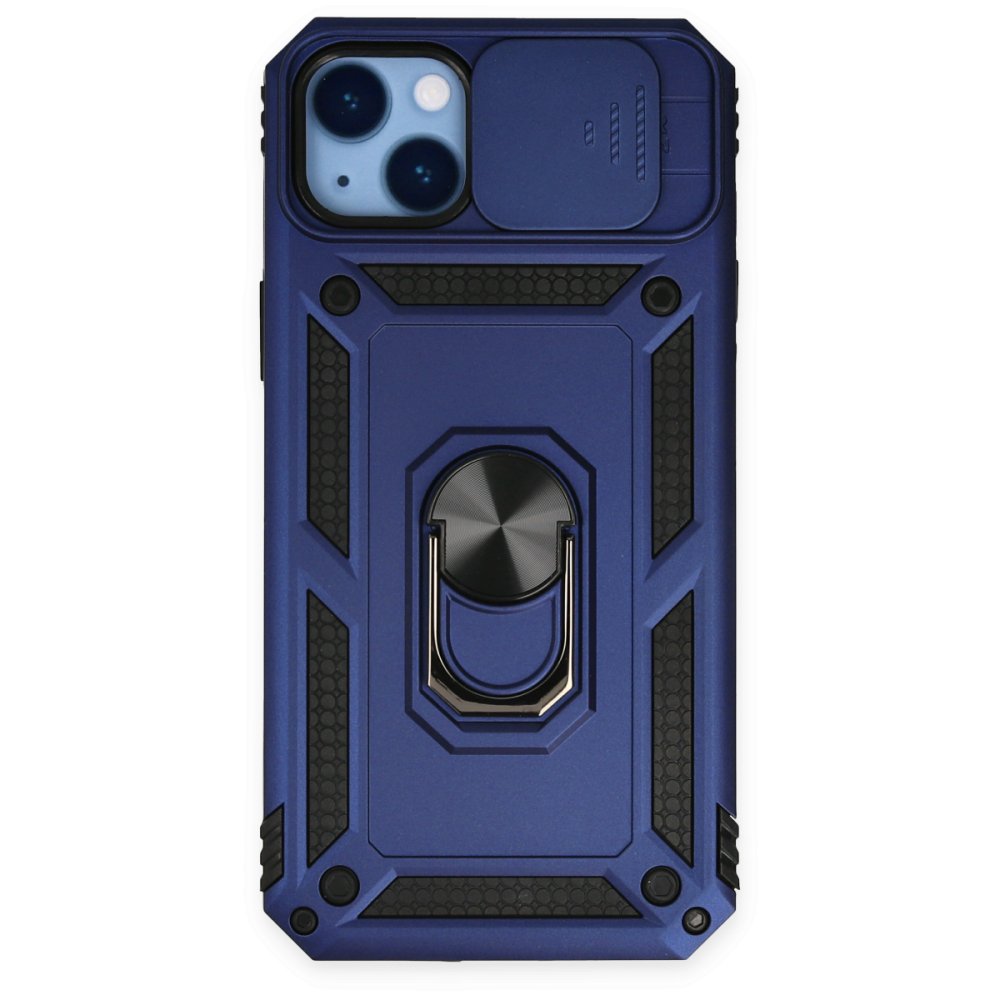  iPhone 14 Plus Kılıf Pars Lens Yüzüklü Silikon - Lacivert