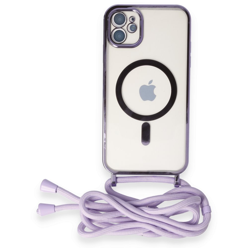 iPhone 11 Kılıf Divo Lazer Askılı Magsafe Kapak - Lila iPhone 11 Kılıf Divo Lazer Askılı Magsafe Kapak - Lila