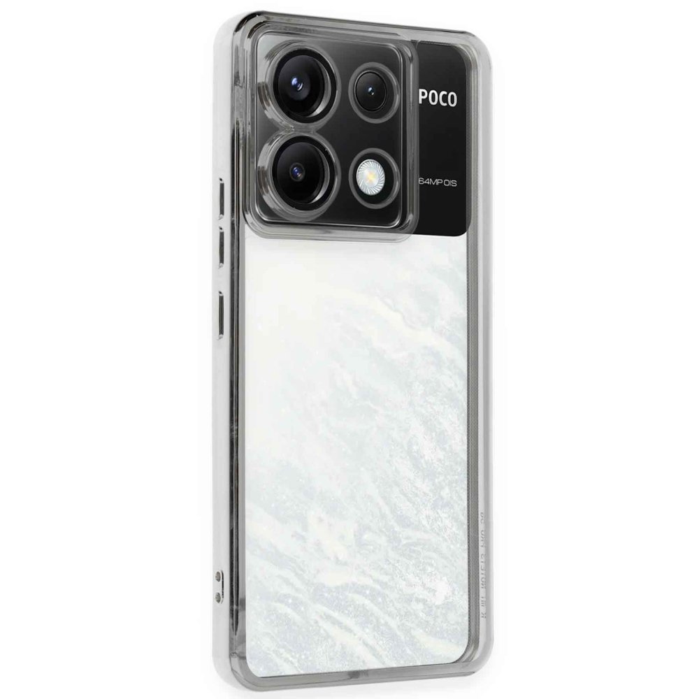 Xiaomi Poco X6 Kılıf Razer Lensli Silikon - Gümüş  Xiaomi Poco X6 Kılıf Razer Lensli Silikon - Gümüş