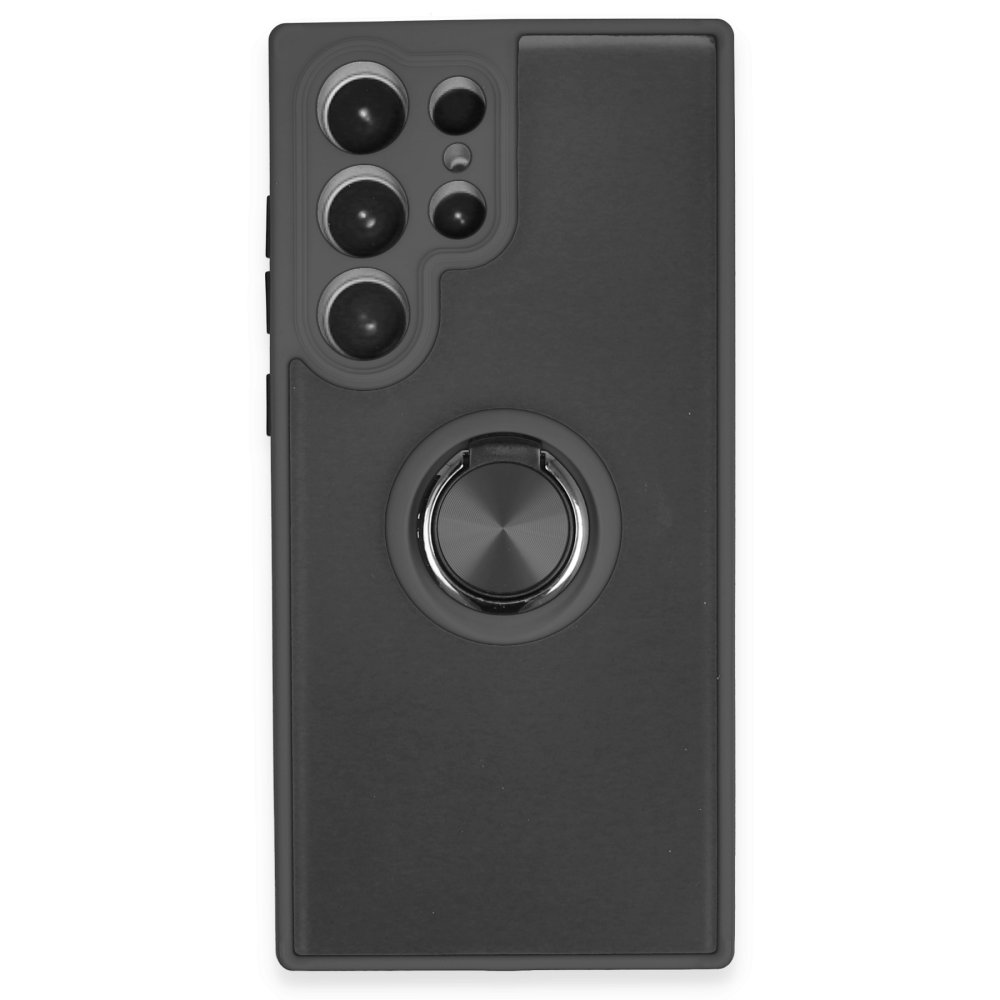  Samsung Galaxy S23 Ultra Kılıf Montreal Yüzüklü Silikon Kapak - Siyah