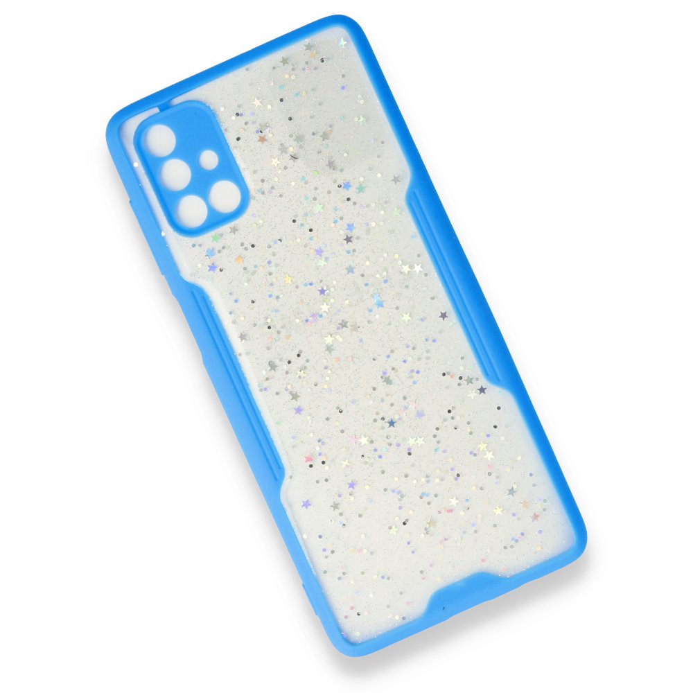  Samsung Galaxy M51 Kılıf Platin Simli Silikon - Mavi