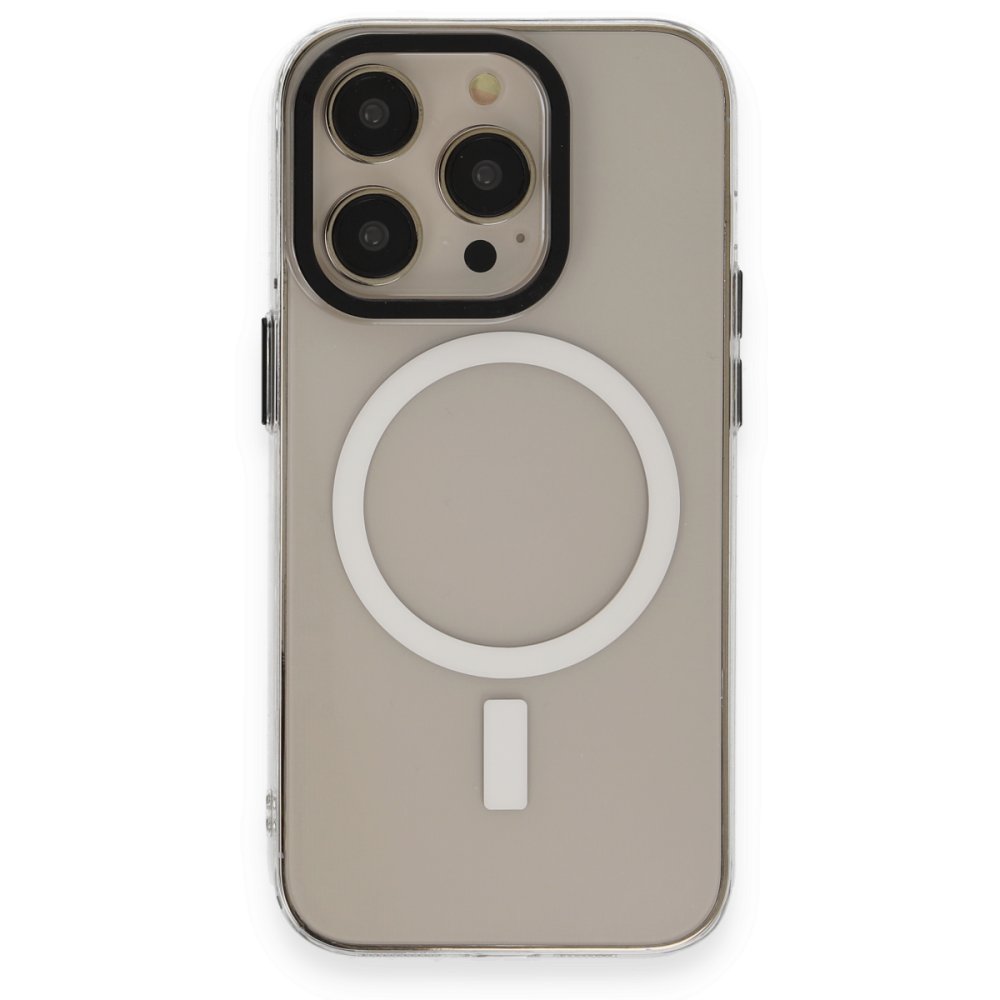  iPhone 14 Pro Kılıf Anka PC Magneticsafe Sert Metal Kapak - Şeffaf