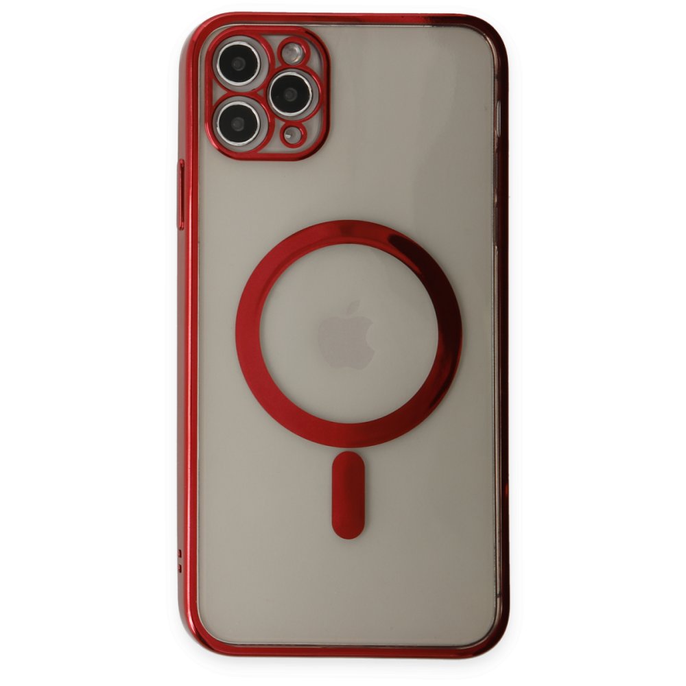  iPhone 11 Pro Kılıf Magneticsafe Lazer Silikon - Kırmızı