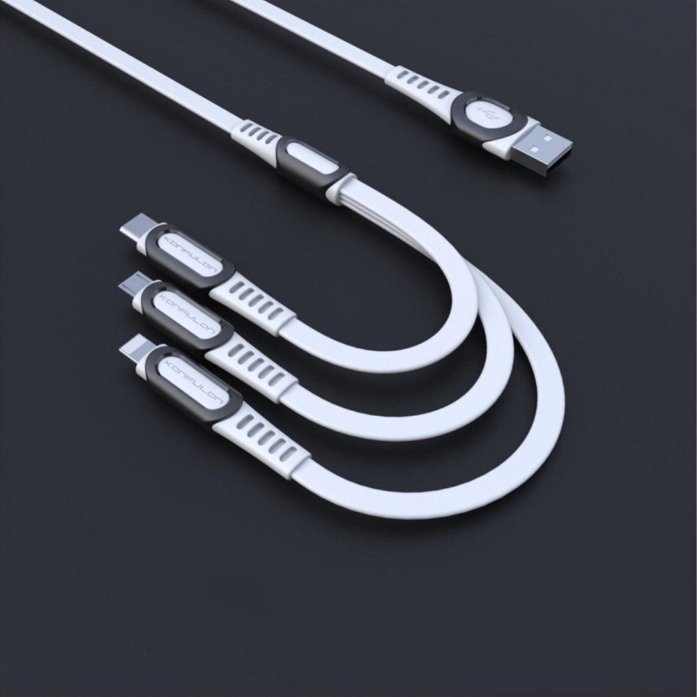 Konfulon DC19 3in1 USB Kablo 1.3M 3A - Beyaz Konfulon DC19 3in1 USB Kablo 1.3M 3A - Beyaz