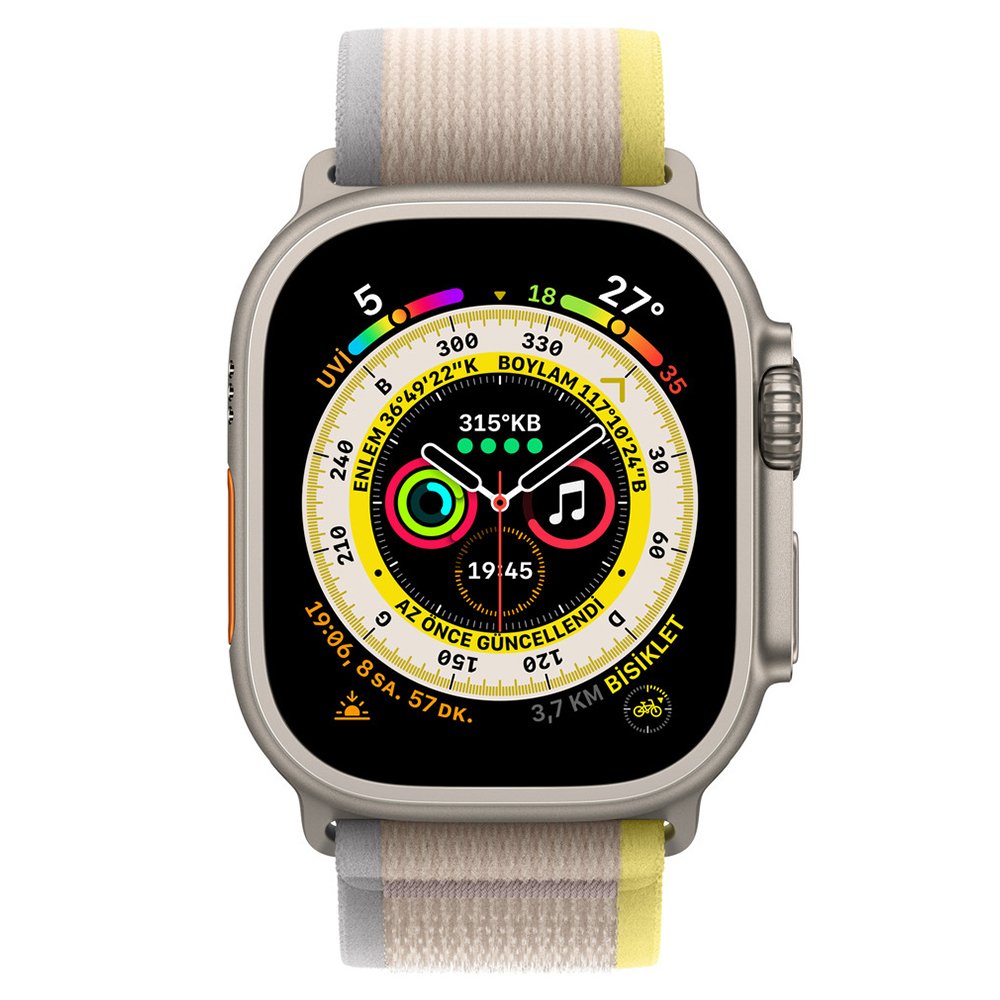  Apple Watch 45mm Trail Kordon - Sarı-Bej