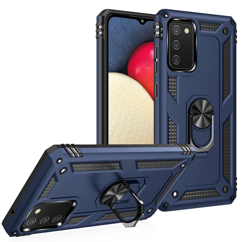  Samsung Galaxy A03S Kılıf Sofya Yüzüklü Silikon Kapak - Lacivert