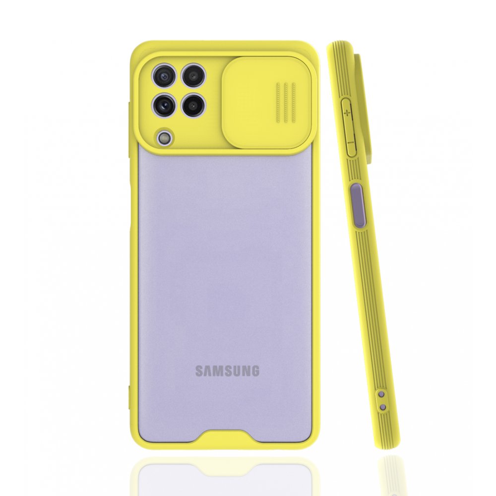 Samsung Galaxy M22 Kılıf Platin Kamera Koruma Silikon - Sarı
