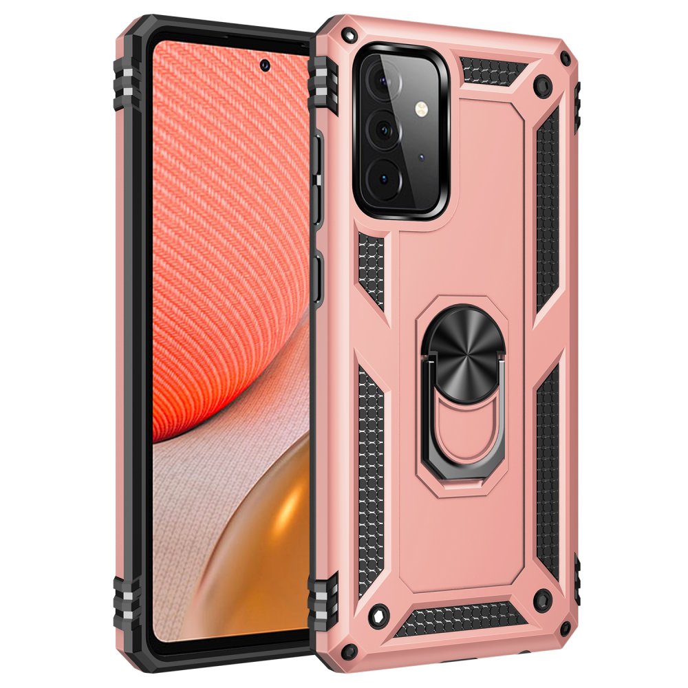  Samsung Galaxy A72 Kılıf Sofya Yüzüklü Silikon Kapak - Rose