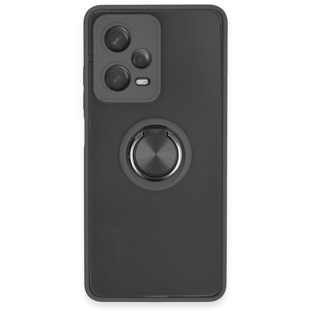 Redmi Note 12 5G Kılıf Montreal Yüzüklü Silikon Kapak - Siyah