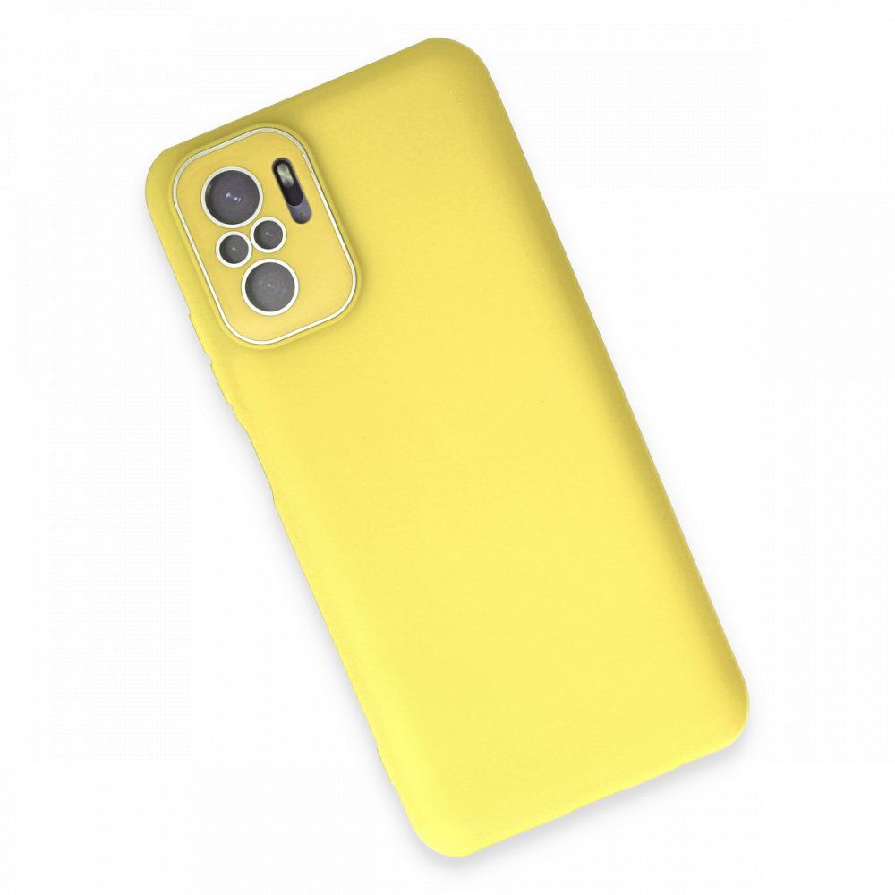 Xiaomi Poco M5s Kılıf Lansman Glass Kapak - Sarı  Xiaomi Poco M5s Kılıf Lansman Glass Kapak - Sarı