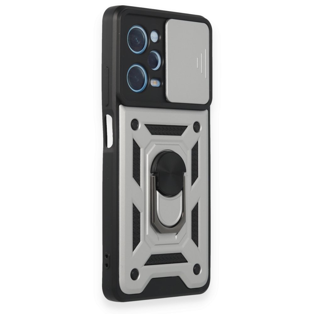  Xiaomi Poco X5 Pro 5G Kılıf Pars Lens Yüzüklü Silikon - Gümüş