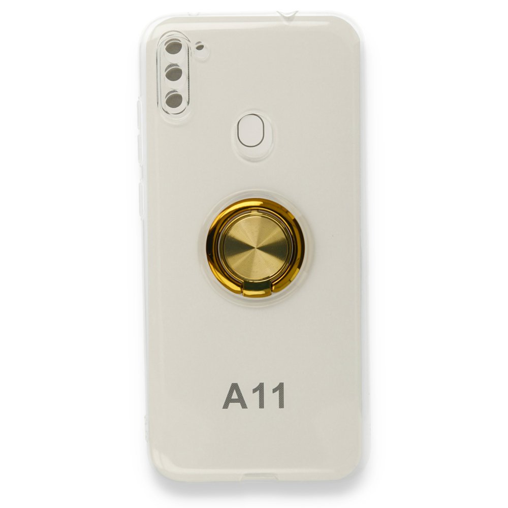  Samsung Galaxy A11 Kılıf Gros Yüzüklü Silikon - Gold