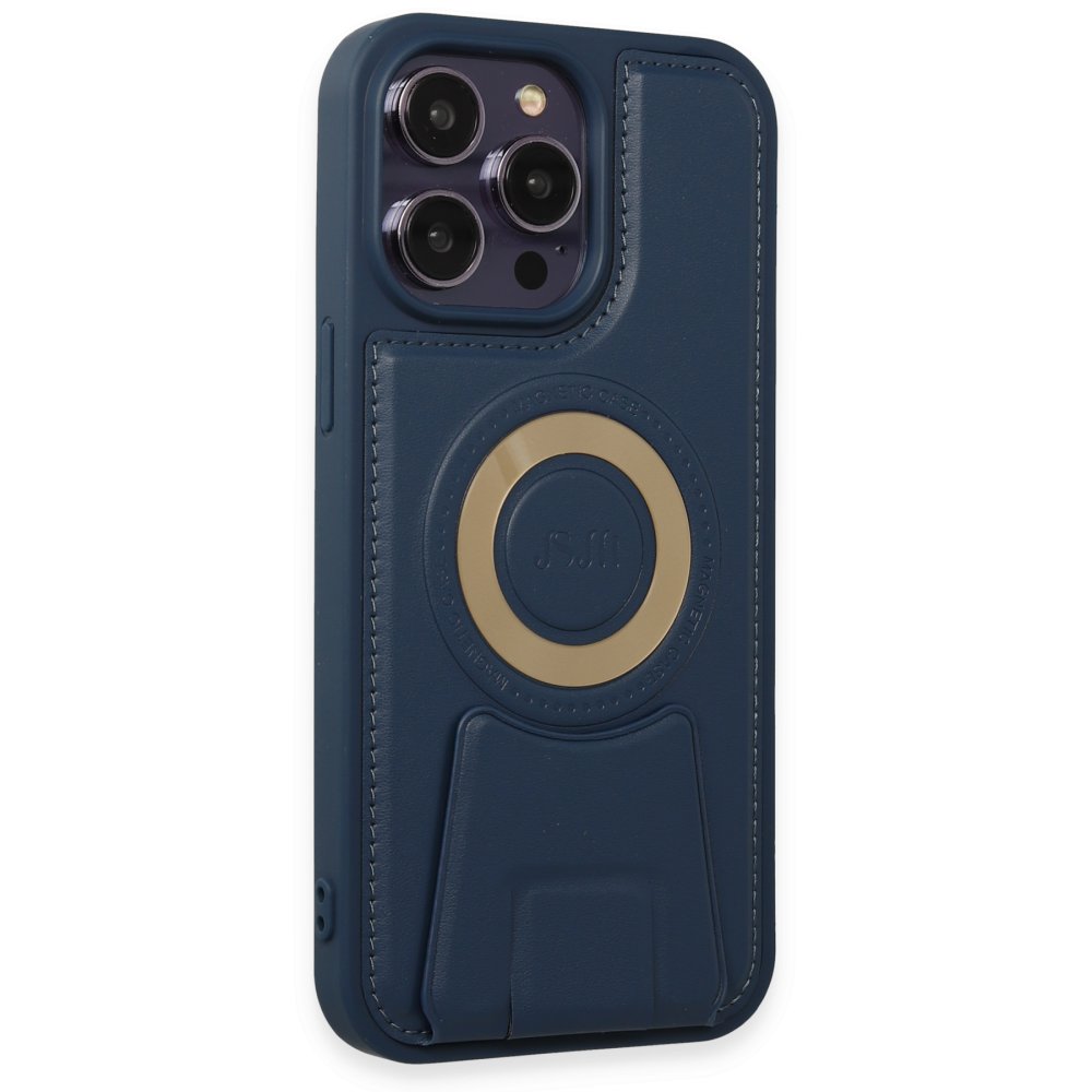  iPhone 13 Pro Max Kılıf Merkür Magneticsafe Standlı Kapak - Lacivert