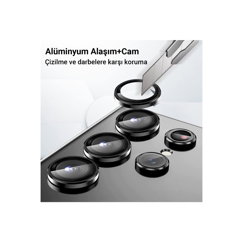  Samsung Galaxy Z Flip 5 Valdez Metal Kamera Lens - Krem
