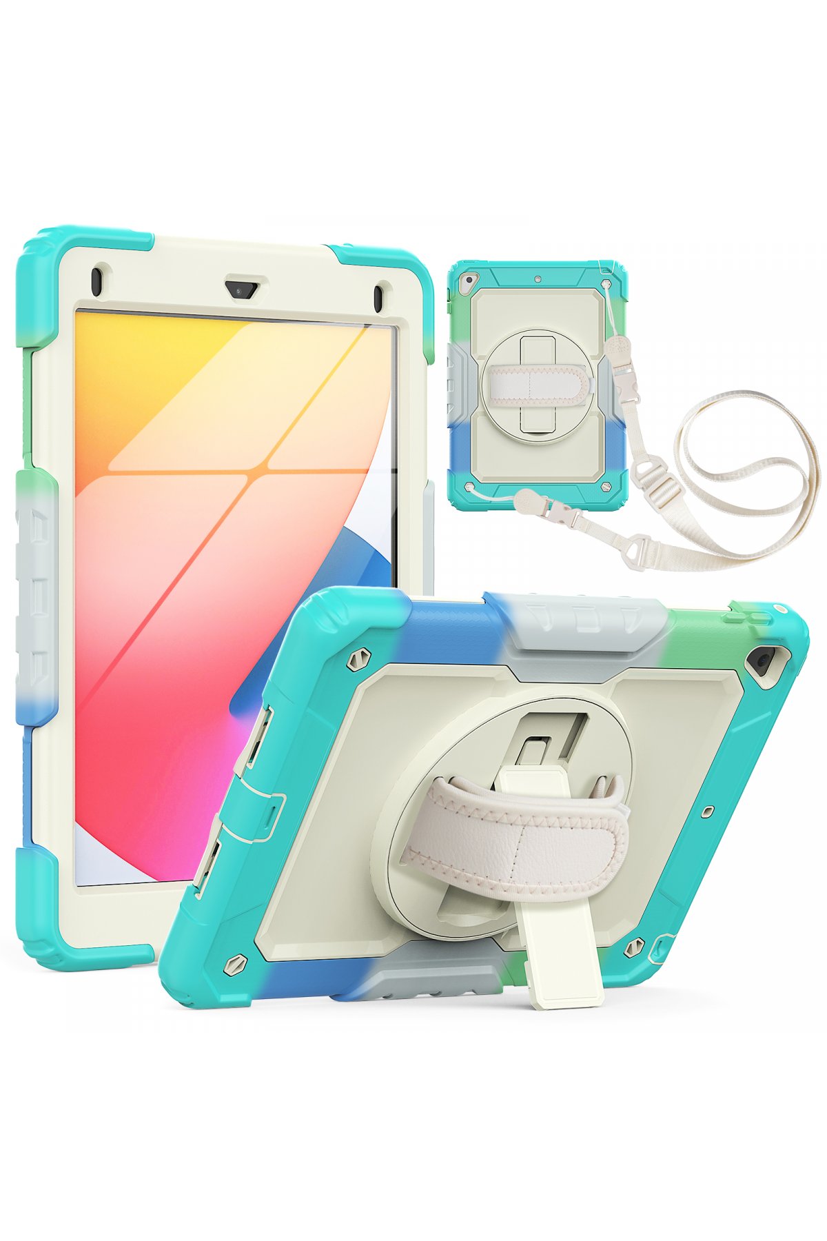  iPad 5 Air 9.7 Kılıf Tablet Rainbow Kapak - Turkuaz