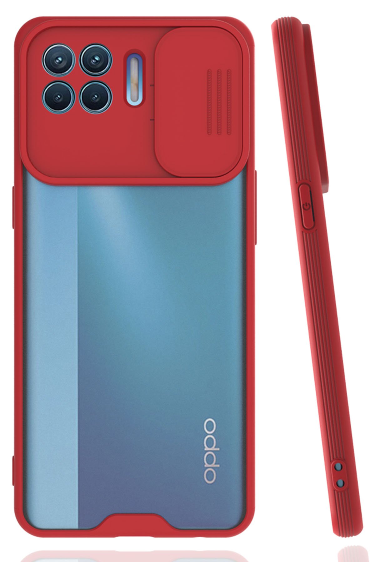 Oppo Reno 4 Lite Kılıf Platin Kamera Koruma Silikon - Kırmızı Oppo Reno 4 Lite Kılıf Platin Kamera Koruma Silikon - Kırmızı