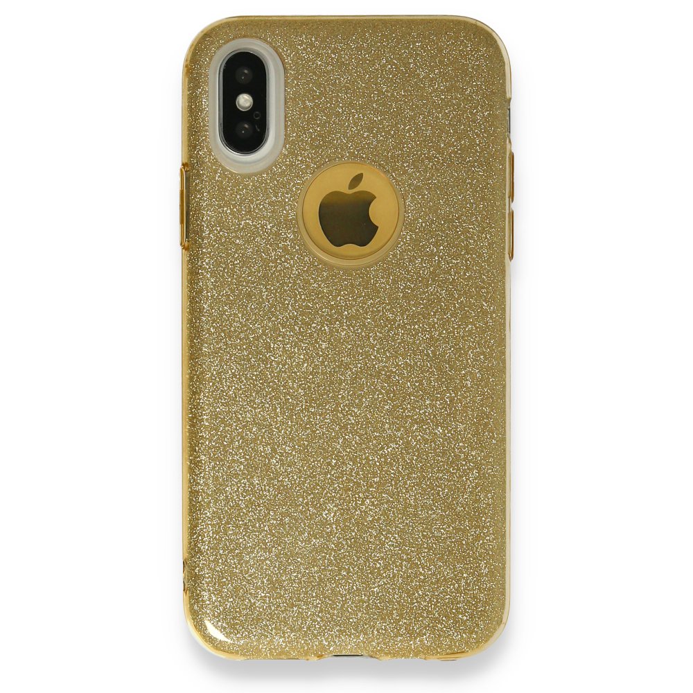 iPhone X Kılıf Simli Katmanlı Silikon - Gold  iPhone X Kılıf Simli Katmanlı Silikon - Gold