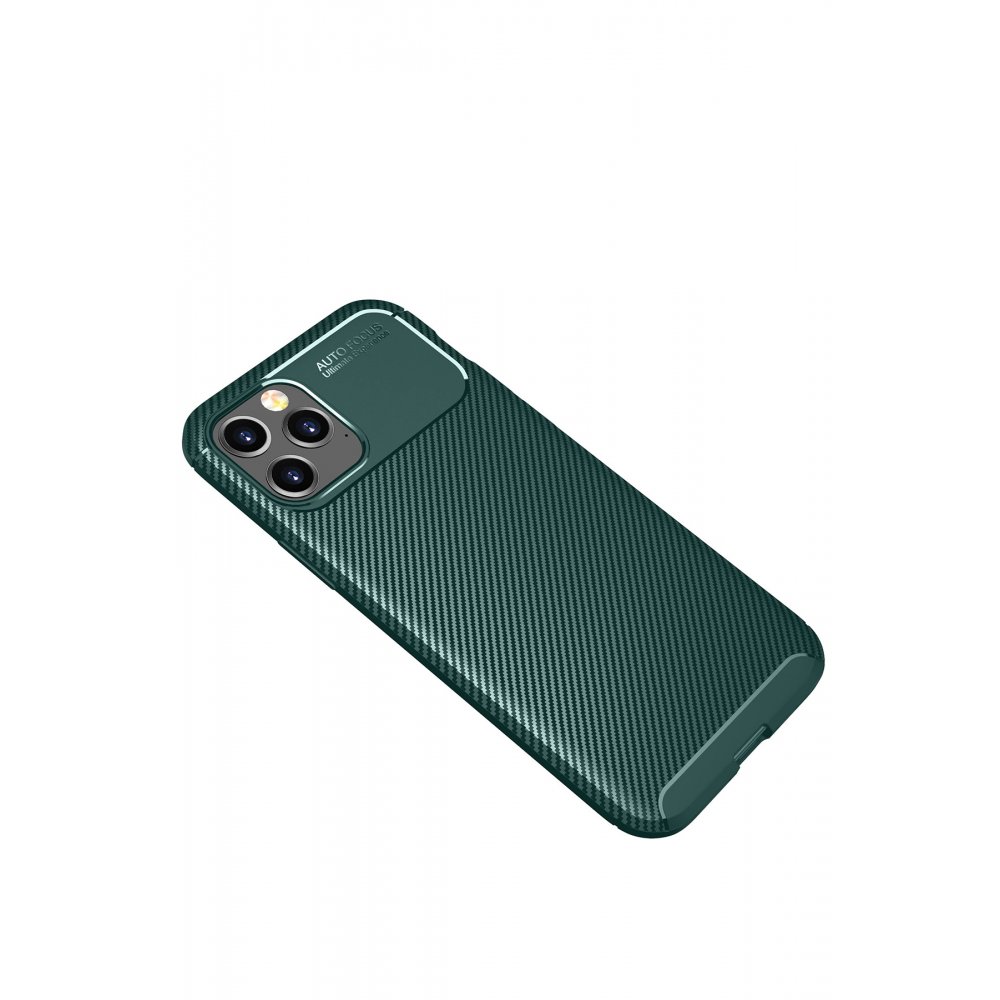 iPhone 12 Pro Max Kılıf Auto Focus Karbon Kapak - Yeşil iPhone 12 Pro Max Kılıf Auto Focus Karbon Kapak - Yeşil