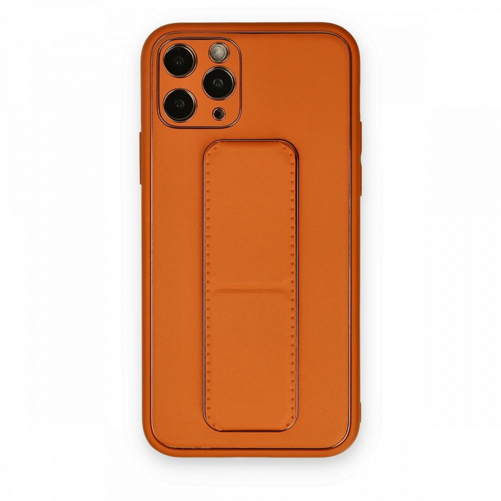  iPhone 11 Pro Kılıf Coco Deri Standlı Kapak - Turuncu