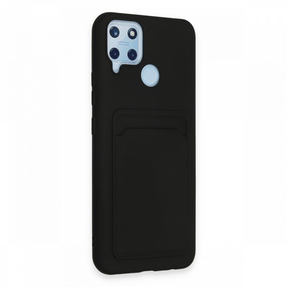  Realme C25 Kılıf Kelvin Kartvizitli Silikon - Siyah