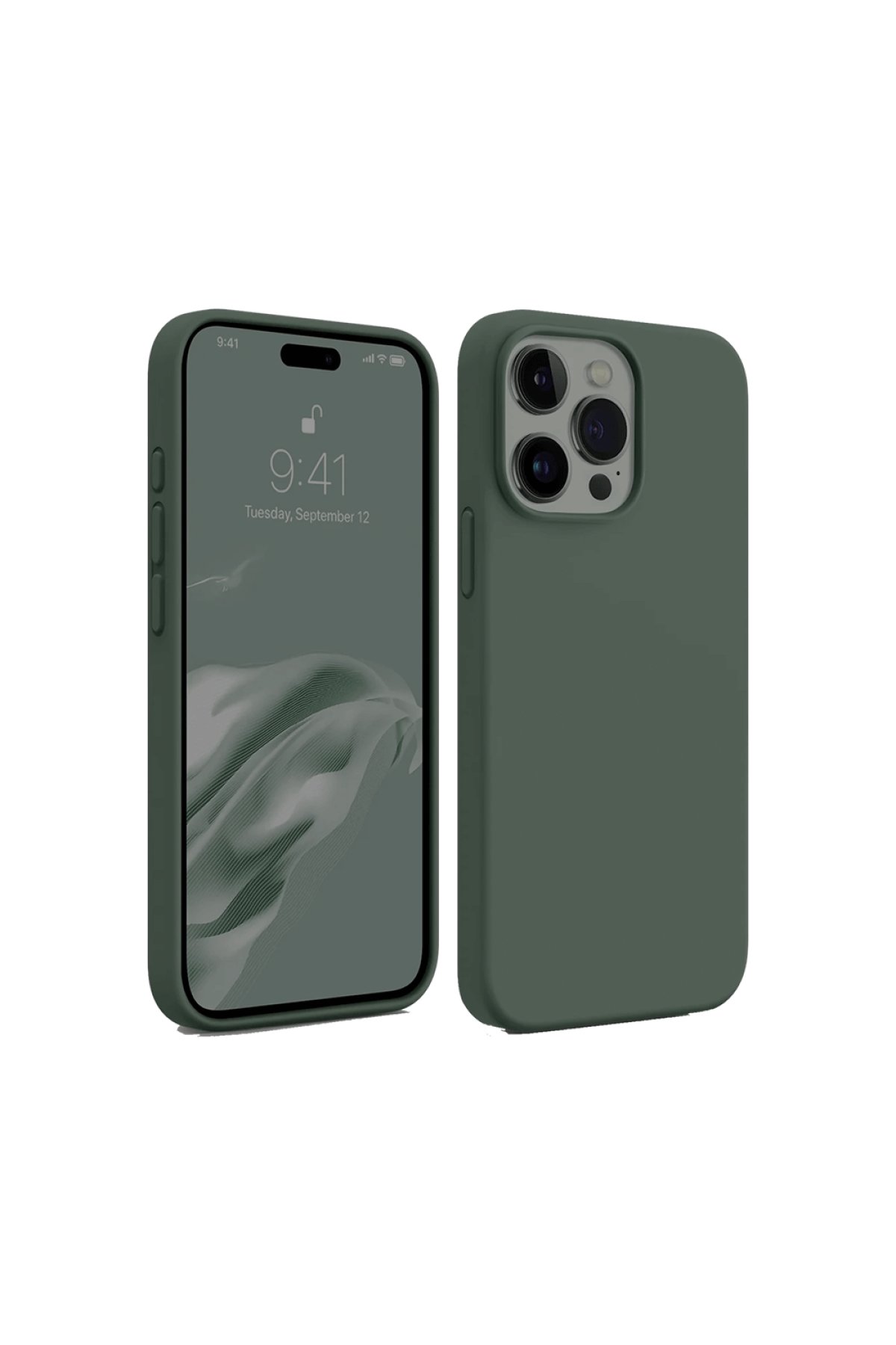  iPhone 15 Pro Kılıf First Silikon - Koyu Yeşil
