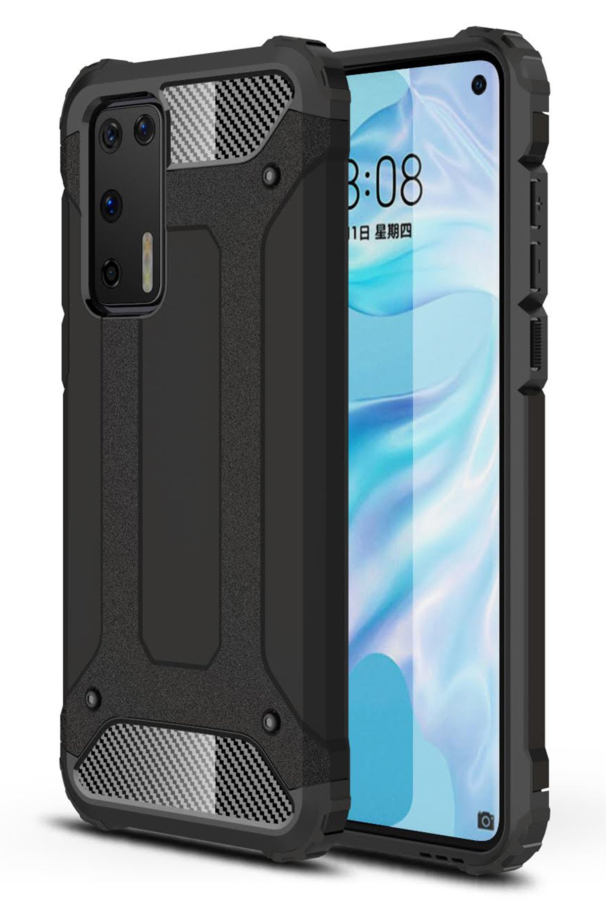 Huawei P40 Kılıf Tank Silikon Kapak - Siyah  Huawei P40 Kılıf Tank Silikon Kapak - Siyah