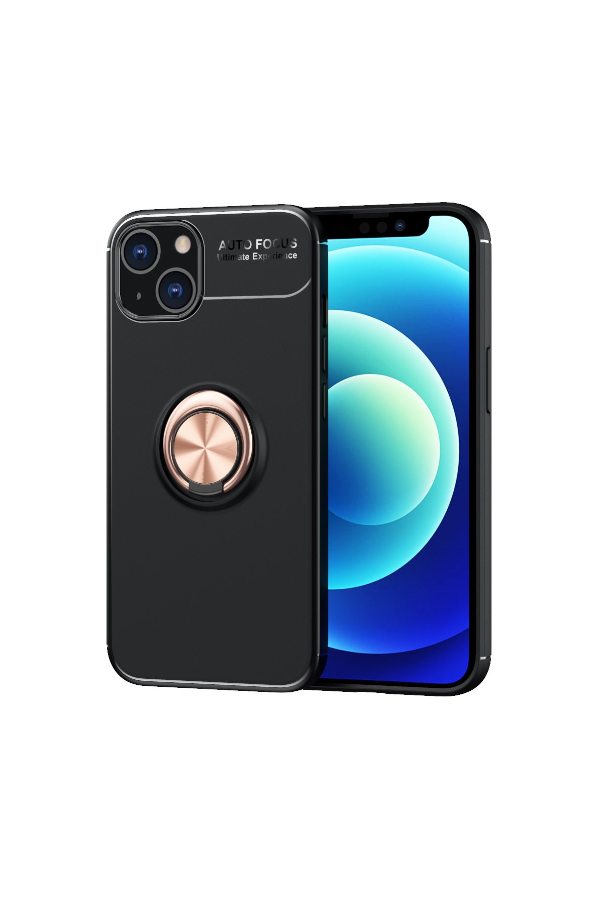  iPhone 13 Kılıf Range Yüzüklü Silikon - Siyah-Gold