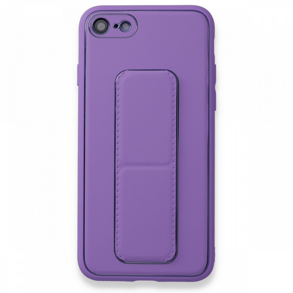  iPhone 7 Kılıf Coco Deri Standlı Kapak - Koyu Lila