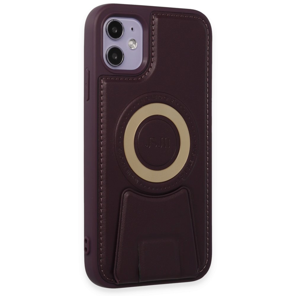  iPhone 11 Kılıf Merkür Magneticsafe Standlı Kapak - Derin Mor