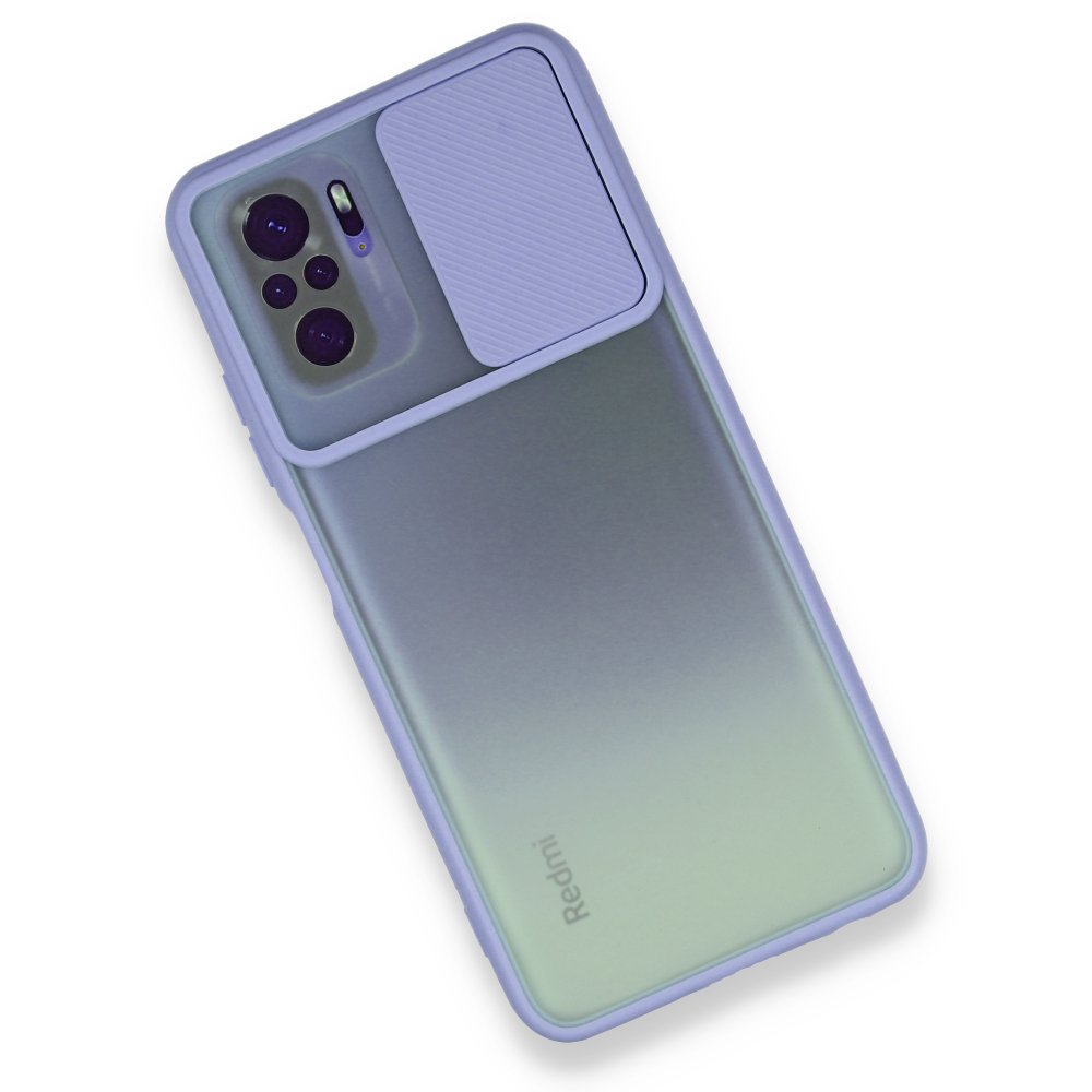 Redmi Note 10S Kılıf Palm Buzlu Kamera Sürgülü Silikon - Lila