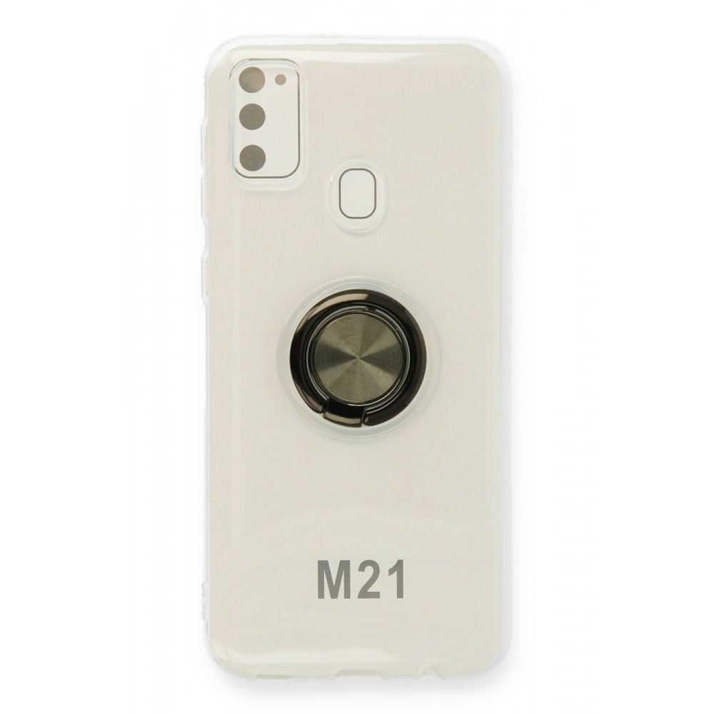  Samsung Galaxy M21 Kılıf Gros Yüzüklü Silikon - Siyah