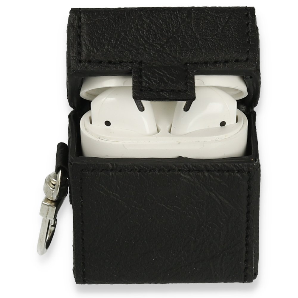  Airpods (1.nesil) Deri Kılıf - Siyah