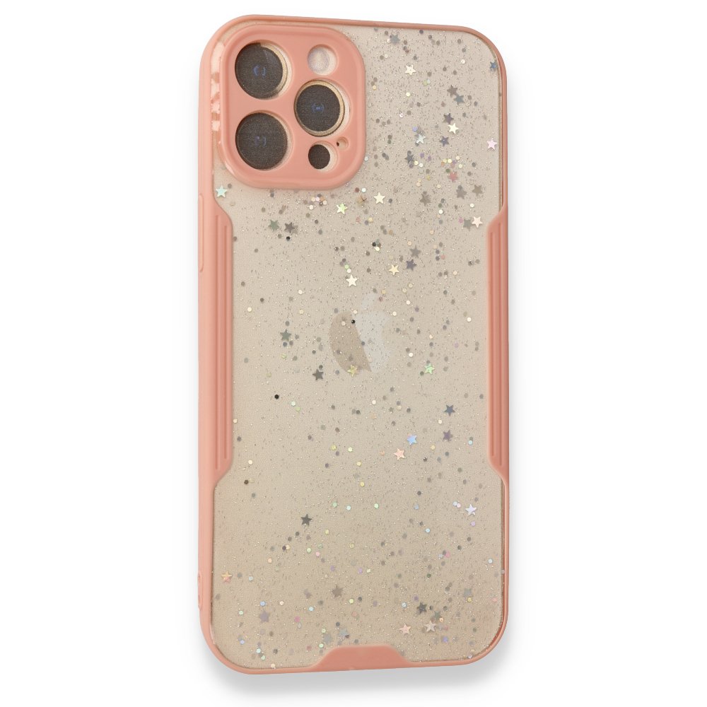  iPhone 12 Pro Max Kılıf Platin Simli Silikon - Pembe