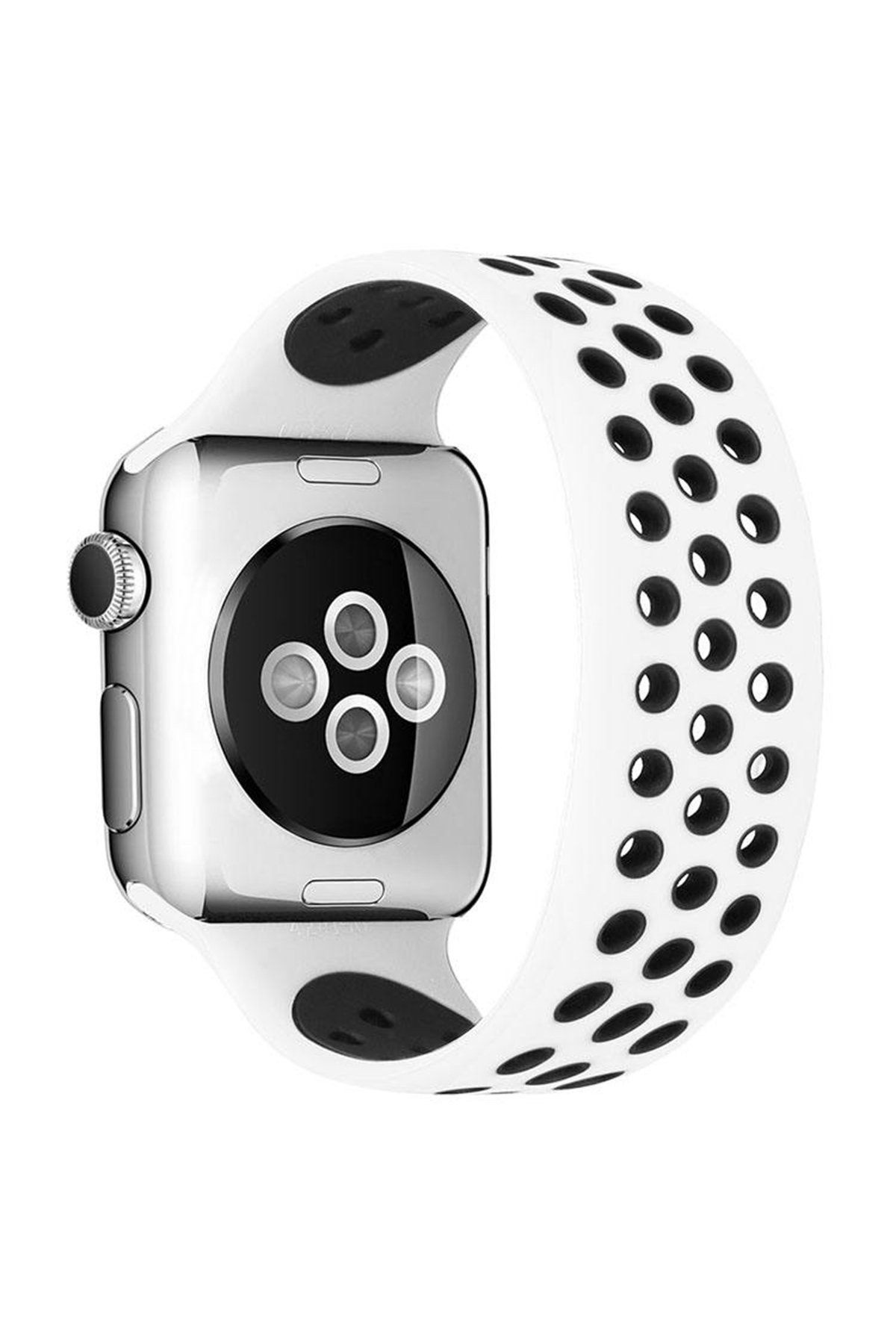  Apple Watch Ultra 49mm Ayarlı Delikli Silikon Kordon - Beyaz-Siyah