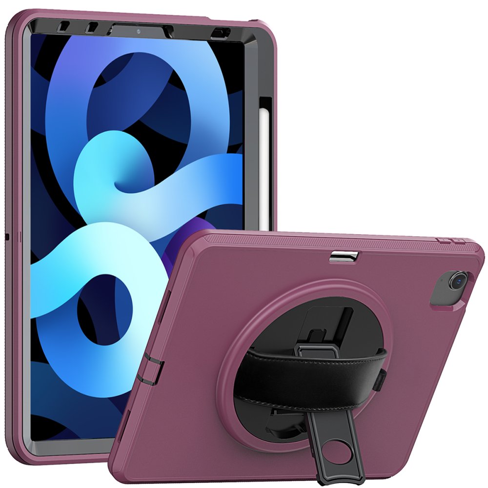  iPad 2022 10.9 (10.nesil) Kılıf Hand Strap Tablet Kılıfı - Mürdüm