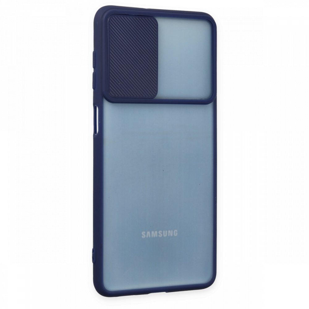  Samsung Galaxy M52 5G Kılıf Palm Buzlu Kamera Sürgülü Silikon - Lacivert
