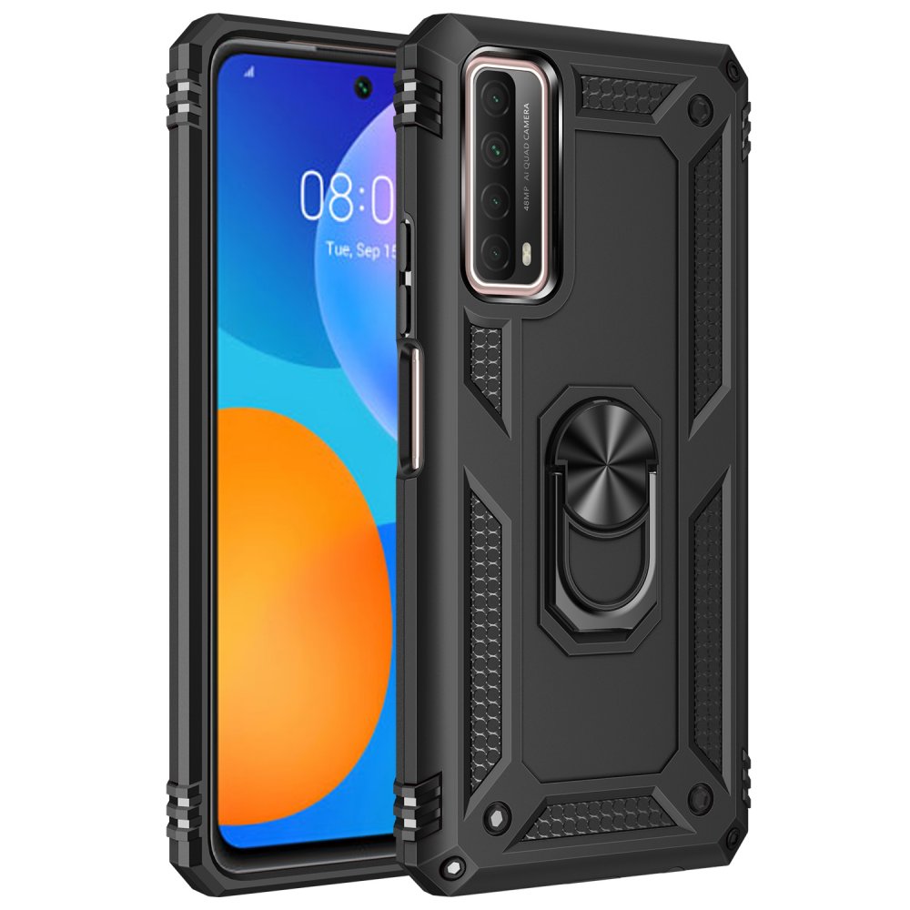 Huawei P Smart 2021 Kılıf Sofya Yüzüklü Silikon Kapak - Siyah  Huawei P Smart 2021 Kılıf Sofya Yüzüklü Silikon Kapak - Siyah