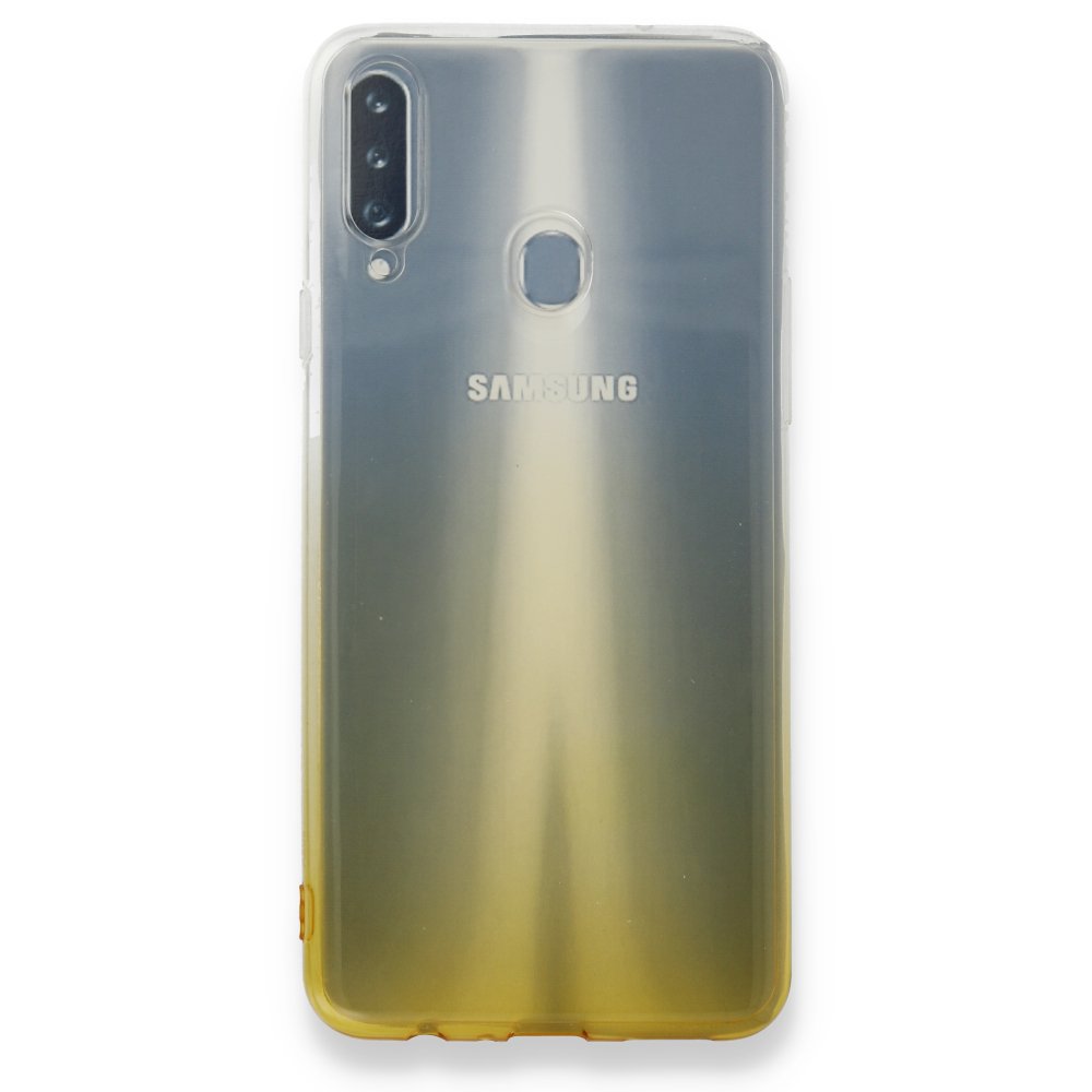  Samsung Galaxy A20S Kılıf Lüx Çift Renkli Silikon - Sarı