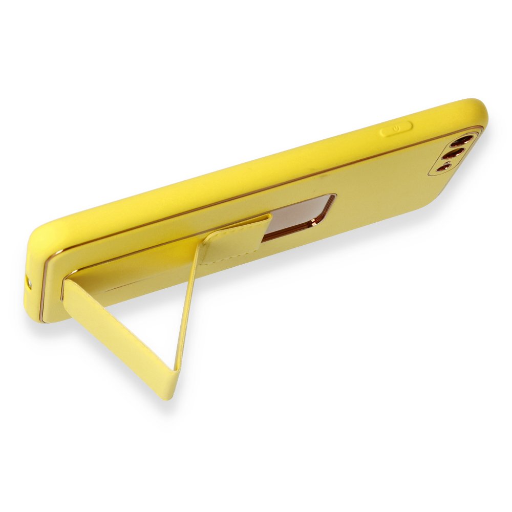 iPhone 8 Plus Kılıf Coco Deri Standlı Kapak - Sarı iPhone 8 Plus Kılıf Coco Deri Standlı Kapak - Sarı