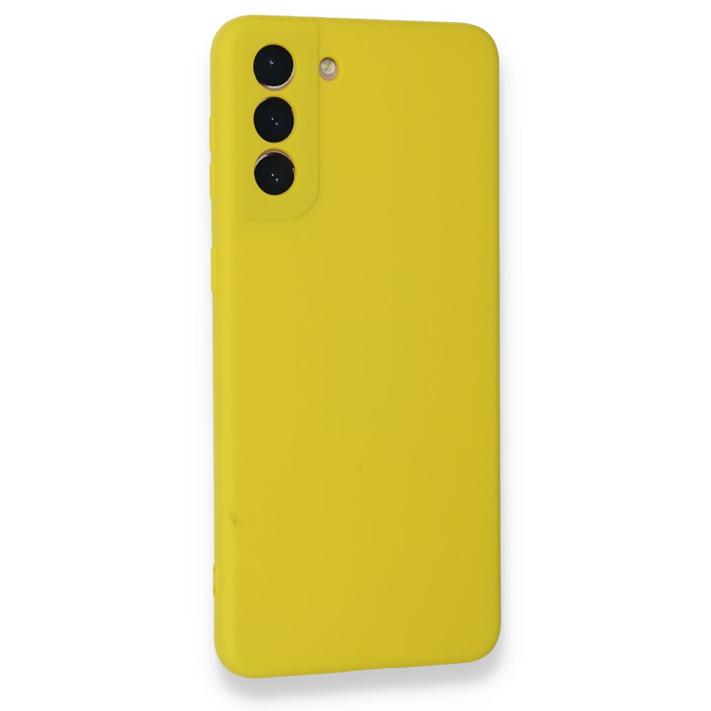  Samsung Galaxy S21 Plus Kılıf Nano içi Kadife Silikon - Sarı