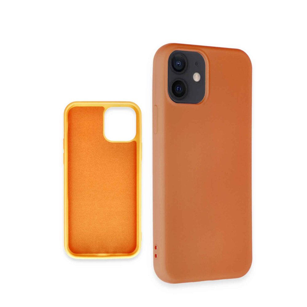 iPhone 12 Pro Kılıf Nano içi Kadife Silikon - Turuncu iPhone 12 Pro Kılıf Nano içi Kadife Silikon - Turuncu