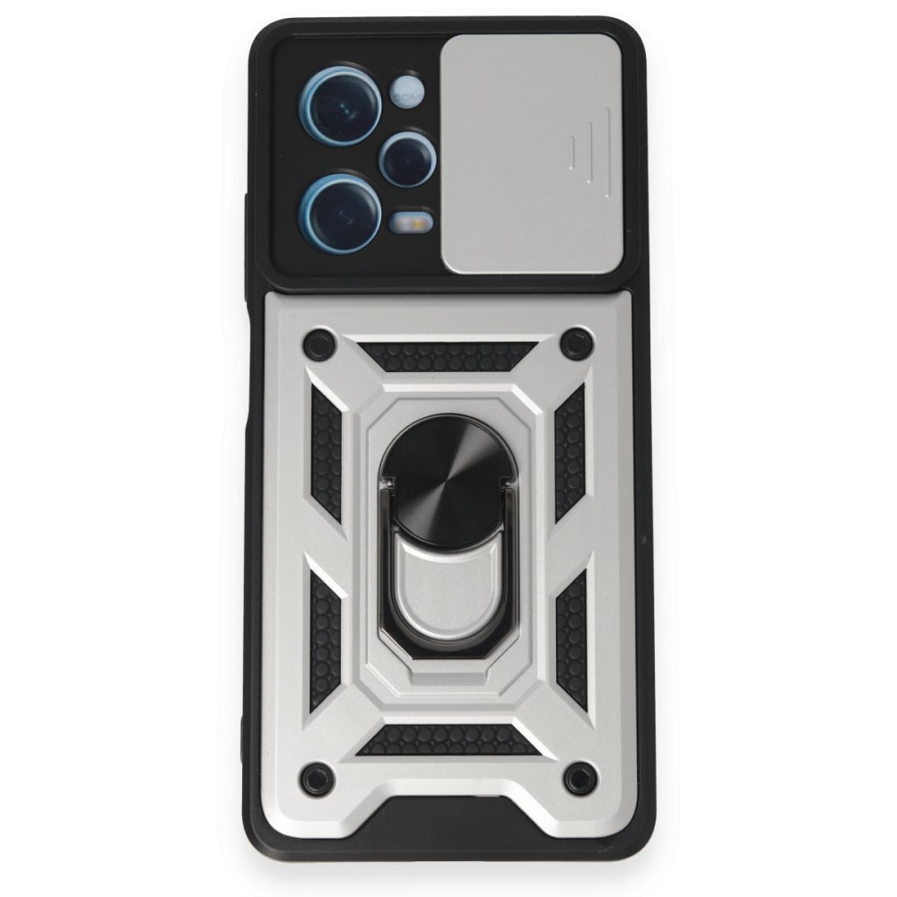 Redmi Note 12 Pro 5G Kılıf Pars Lens Yüzüklü Silikon - Gümüş