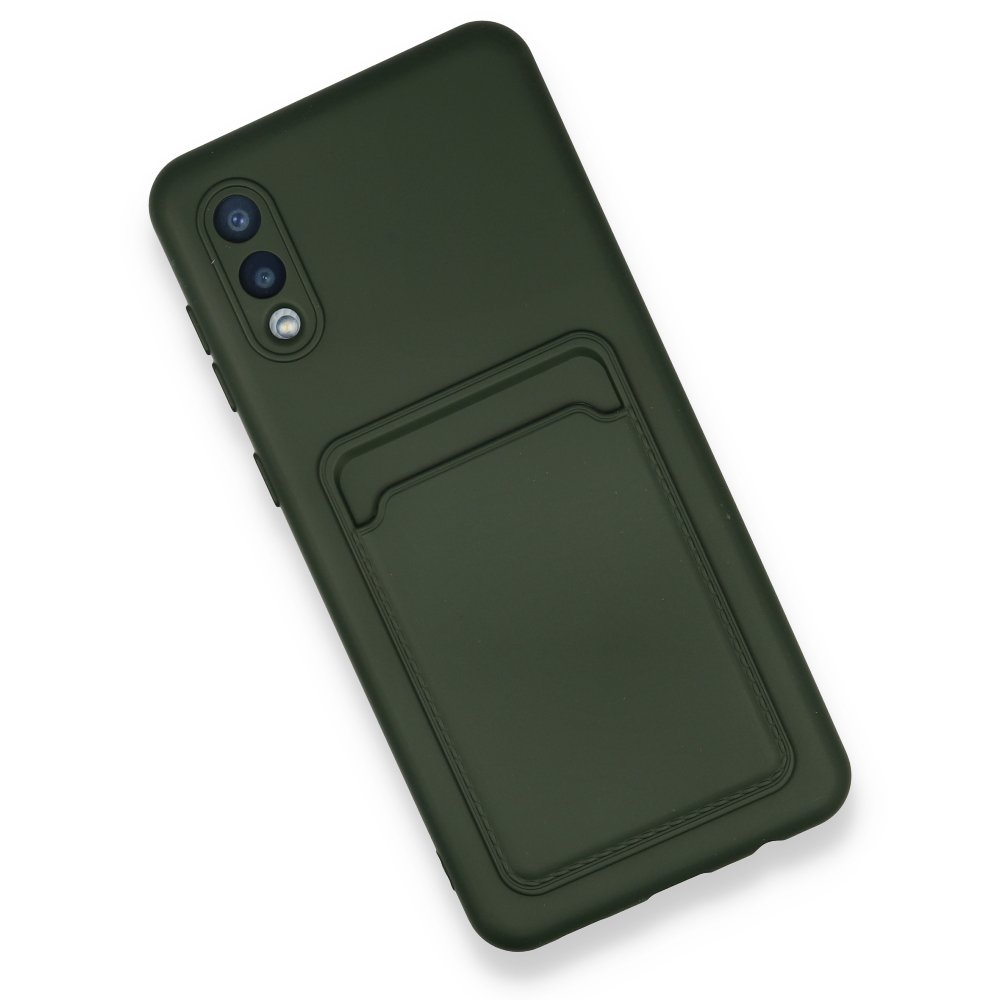  Samsung Galaxy A02 Kılıf Kelvin Kartvizitli Silikon - Koyu Yeşil