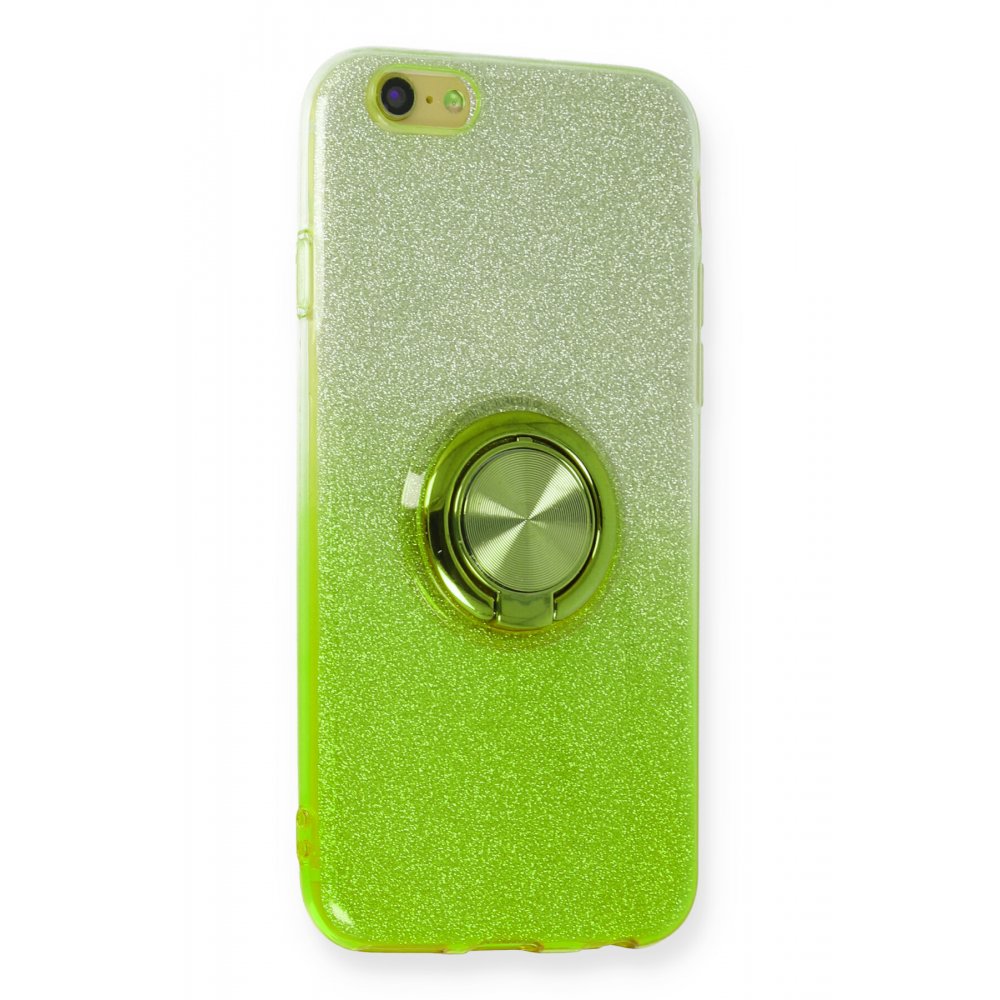 iPhone 6 Kılıf Simli Yüzüklü Silikon - Yeşil  iPhone 6 Kılıf Simli Yüzüklü Silikon - Yeşil