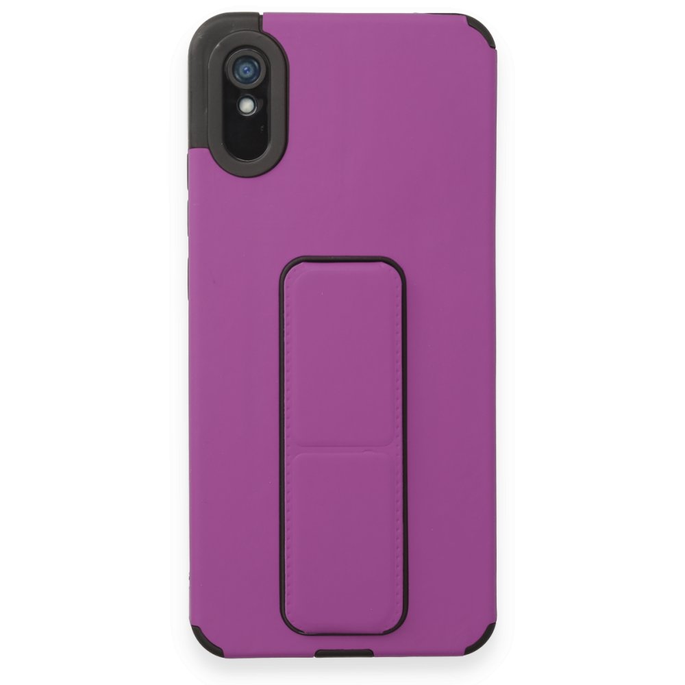 Redmi 9A Kılıf Mega Standlı Silikon - Mor Redmi 9A Kılıf Mega Standlı Silikon - Mor