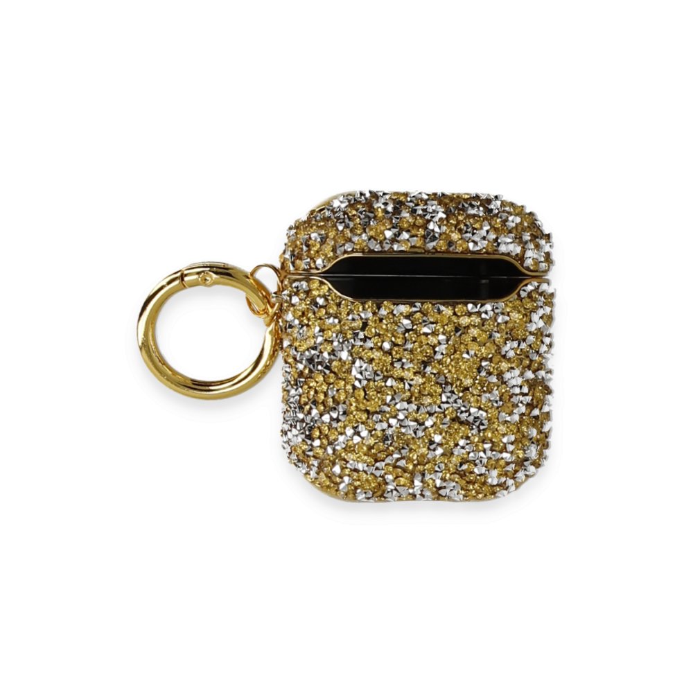  Airpods (1.nesil) Mira Taşlı Kılıf - Gold
