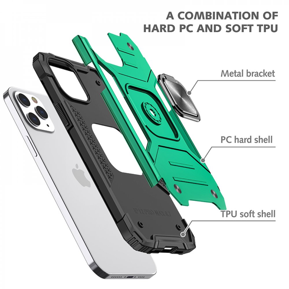  iPhone 13 Pro Max Kılıf Zegna Yüzüklü Silikon Kapak - Koyu Yeşil