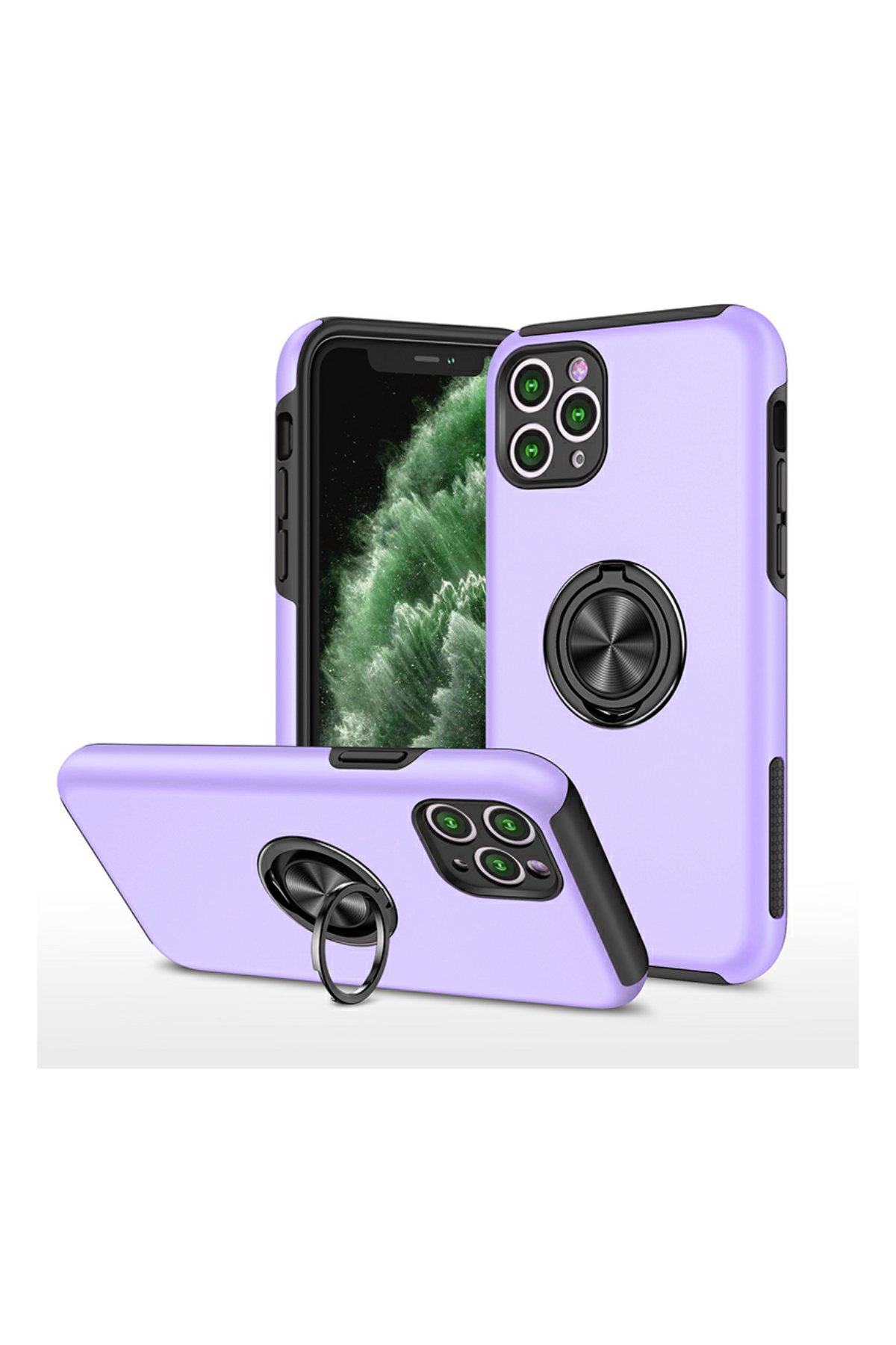  iPhone 11 Pro Max Kılıf Elit Yüzüklü Kapak - Mor