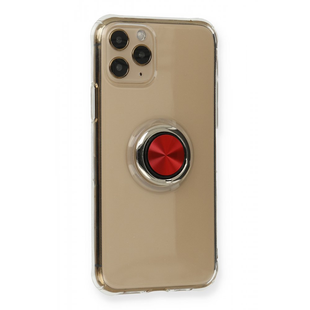 iPhone 11 Pro Kılıf Gros Yüzüklü Silikon - Kırmızı iPhone 11 Pro Kılıf Gros Yüzüklü Silikon - Kırmızı